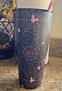 Disney Halloween schwarz und rosa Mickey Mouse Spinnweben Becher Trinkbecher - Bild 1 von 7