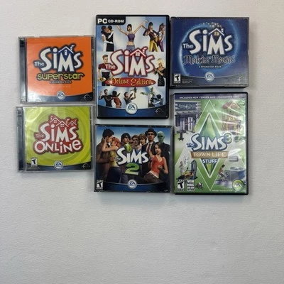 Sims PC CD ROM Deluxe Edition Town Life Makin Magic Superstar Mixed Lot - Image 1 of 4