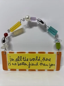 Dept 56 Sandra Magsamen - Two Hanging Ceramic Wall Plaques Beaded Inspirational - Picture 1 of 15