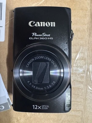 Canon PowerShot ELPH 360 HS Digital Camera 12X Optical Zoom, WiFi, Black - Image 1 of 4