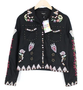 DESIGUAL Chaq Ferrara Mujer 38 Chaqueta Corta Bordado Botón Detalle Floral * - Imagen 1 de 8