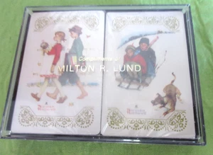 2 Decks Norman Rockwell Playing Cards Fall Winter Boy Girl Dog Vintage Unopened - Bild 1 von 3