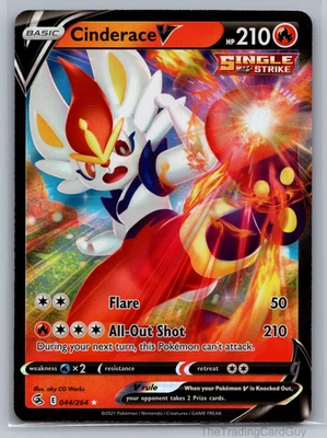 Pokemon Cinderace V 044/264 Fusion Strike Sword & Shield ULTRA RARE NM-M - Image 1 of 4