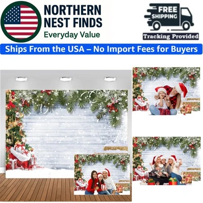 7x5ft Rustic Wood Christmas Backdrop - Lifelike Photography Decor for Festive... - Image 1 of 4