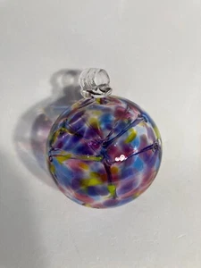 Beautiful Hand Blown Studio Art Glass Multi-Color Ornament~7"~Round Shape - Picture 1 of 3