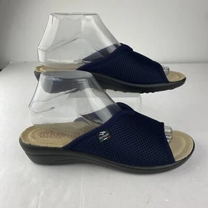 Flyflot Damen 39 (US 7,5) Navy Blau Vera Pelle Mesh Pantoletten Sandalen Anti-Shock - Bild 1 von 6