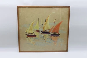 Vintage Mid Century Framed Needlework Embroidery Penelope 'Reflections' 50x60cm - Picture 1 of 6