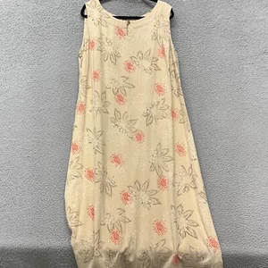 Vtg Liz Claiborne Silk Dress Womens 18W Beige Floral Maxi Shift Grannycore - Picture 1 of 13