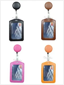 Carrete retráctil de cuero PU 2 en 1 y soporte vertical para insignia de identificación - Imagen 1 de 17