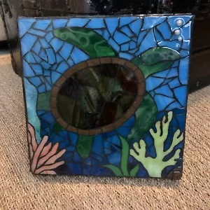 VanArsdale Created & Signed Stained Glass Mosaic Sea Turtle Wall Decor 10”x10” - Picture 1 of 10