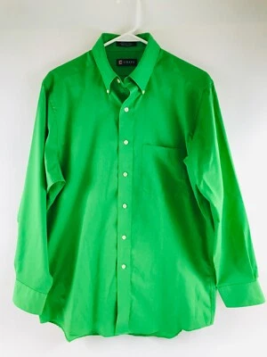 Chaps Shirt Men's Size 15-15.5 32/33 Green Button Down Round Hem Long Sleeve - Image 1 of 4