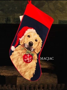 Golden Retriever With Ornament Needlepoint Stocking NWT - Picture 1 of 1