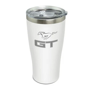 Ford Mustang GT 20 oz Laser Etched Logo White Stainless Steel Travel Tumbler Mug - Bild 1 von 5