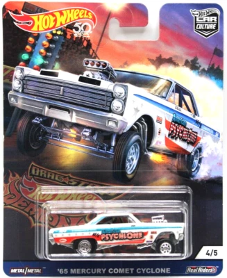 Hot Wheels Car Dragstrip Demons 4/5 1965 Mercury Comet Cyclone blanco dragRR Foto 1 de 4