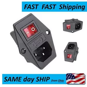 10A 250V Inlet Module Plug Fuse Switch Male Power Socket 3 Pin IEC320  - Picture 1 of 3