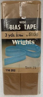 复古 Wrights Wide Bias 磁带 3 码棕褐色 #73 1 英寸宽 116 202 — 第 1/4 张图片