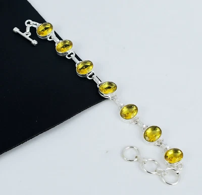 Bellissimo Bracciale In Citrino In Argento Sterlingo 925 Per Occasioni Speciali - Immagine 1 di 4
