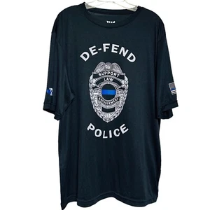 Defend the Police Black Polyester T-Shirt Mens XL American Flag Short Sleeve - Picture 1 of 7
