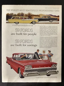 Pubblicità d'epoca Ford Custom 300 Tudor 1959 59 Ford sono costruite per persone e risparmio - Foto 1 di 1