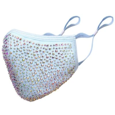 NEW BLACK Crystal Bling Rhinestone Face Mask Reusable with filter Fashion Shield - Image 1 of 4