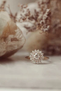 2Ct Round Cut VVS1/D Moissanite Halo Engagement Ring Solid 14K Rose Gold - Picture 1 of 8
