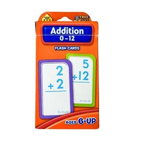 School Zone Addition 0-12 Flash Cards Ages 6 and UpElementary Math Common Core - Picture 1 of 5
