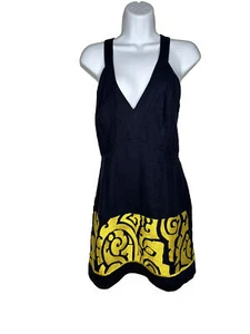 BEATRIZ DA SILVA Navy Embroidered Linen Dress Small Sz II (2) Sz S - Picture 1 of 12