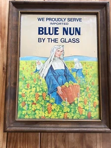 VINTAGE BLUE NUN WINE ADVERTISEMENT MIRROR EXCEPTIONAL CONDITION 19" by 15" - Picture 1 of 5