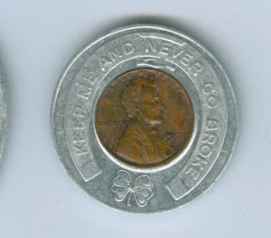 ENCASED BY PRISCILLA WARE OF KEWAUKEE WISCONSIN A 1953-D WHEAT CENT - Picture 1 of 2