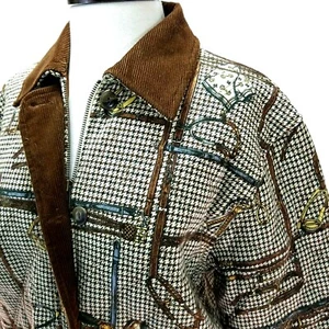 JONES NEW YORK SPORT Abrigo Ecuestre Diente de Sabueso Marrón Recorte Chaqueta S * - Imagen 1 de 11