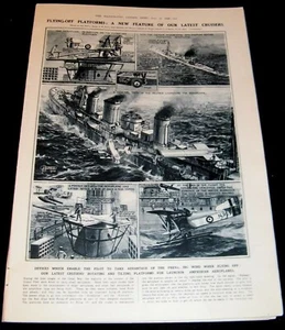 AIRCRAFT CARRIER 1926 EARLIEST CRUISER VERSION ARTWORK PICTORIAL PONTOON PLANES - Picture 1 of 1