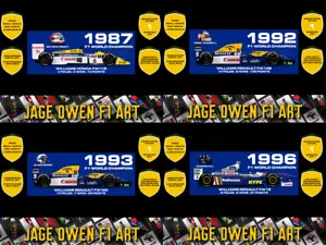Williams Champion F1 Car Stickers Vinyl Mansell Damon Prost Piquet FW14B FW19 - Picture 1 of 7