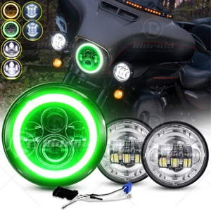 For Harley-Davidson Heritage Softail Classic 7" LED Headlight + Passing Lights - Picture 1 of 24