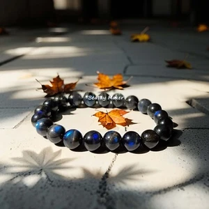 Natural Cat Eye Black Labradorite Beads Healing Reiki Handmade Stretch Bracelet - Picture 1 of 3