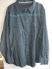cowgirl hardware western shirt Womens Size 3X Star Print Turquoise Pearl Snaps