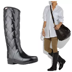 Hunter Women's Regent Savoy Quilted Leg Waterproof Boots Black US 5 - Picture 1 of 8