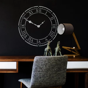 Roman Numeral Clock Stencil - Large Clock Face Wall Stencil - Picture 1 of 16