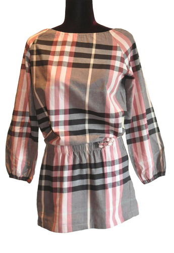 *Burberry* Abito bambina vita bassa rosa e grigio Nova check (età 14 anni) ^