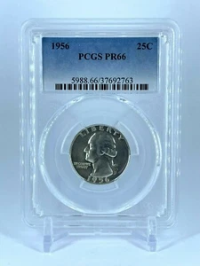 PR66 1956 PCGS GRADED SILVER WASHINGTON QUARTER PROOF RARE 25 CENTS US COIN - Picture 1 of 2