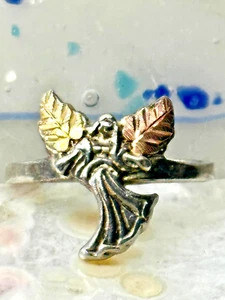 Black Hills Gold ring size 8 angel wings sterling silver women girls - Picture 1 of 10
