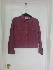 Vintage Bill Blass Maroon Linen Jacket Size Petite Large - Picture 1 of 5