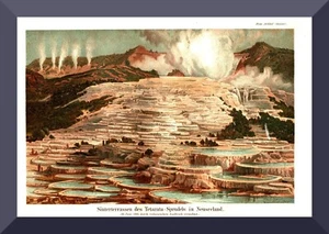 Sinterterrassen des Tetaratasprudels in Neuseeland +histor. Druck/Litho 1888+ - Bild 1 von 1
