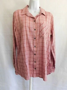 True Craft Woman's Pink Plaid Button Front Shirt Long Sleeve Shirt Size Large - Picture 1 of 4