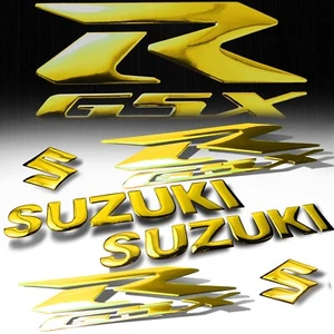 3D 8"Logo&Letter Decal+6.25"GSXR GSX-R Fairing Emblem Sticker Suzuki Chrome Gold - Picture 1 of 6