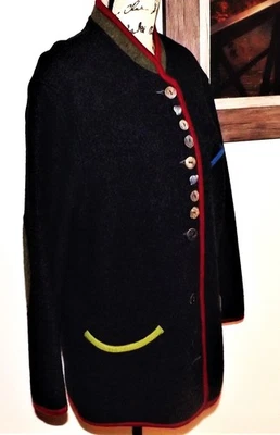 CHAQUETA ABRIGO LARGA DE LANA HERVIDA GEIGER Carbón GRIS EU 38 EE. UU. 8 (M) Hecha en Austria Foto 1 de 4