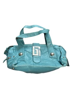 Guess VINTAGE Y2K Bag Handbag Blue Teal Logo Silver - Picture 1 of 10