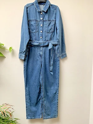 M&S Denim Boiler Suit Jumpsuit UK 10 Regular NWOT Blue Utility Marks Spencer - Image 1 of 4