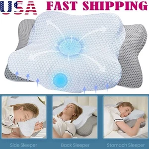 Cervical Neck Pillows King Queen Size Orthopedic Support Memory Foam Pillows US - Picture 1 of 12