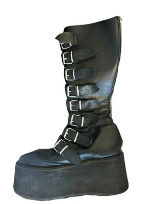 [Ligeramente Usadas] Botas Demonia DAMNED-318 Cuero Vegano Negro EE. UU. Talla 13 E41 Foto 1 de 4
