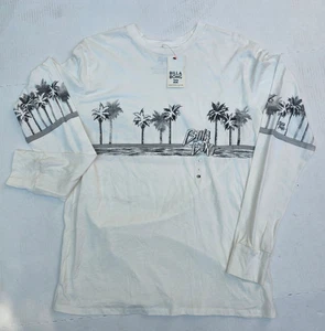 BILLABONG Large White Long Sleeve shirt Palm trees Women Coast to Coast Buckle - Picture 1 of 16